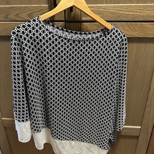 Joseph Ribkoff Black and White Patterned Long Sleeve Top